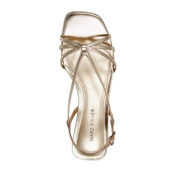 Marc Fisher Women's Raveny Strappy Kitten Heel Sandals - Gold - Picture 4 of 4